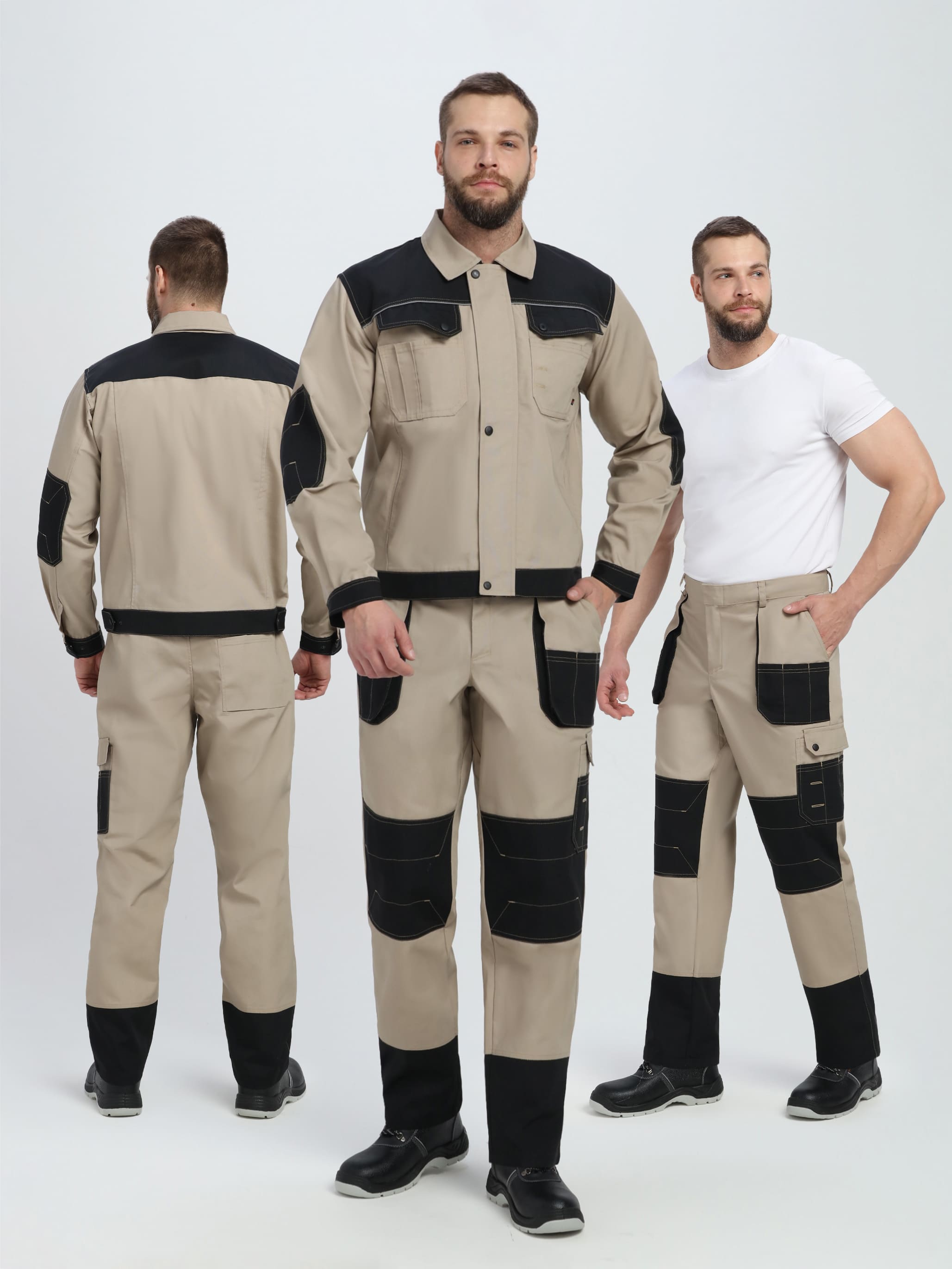 Костюм Вестгард-1 (тк.Канвас,260) брюки, бежевый/черный