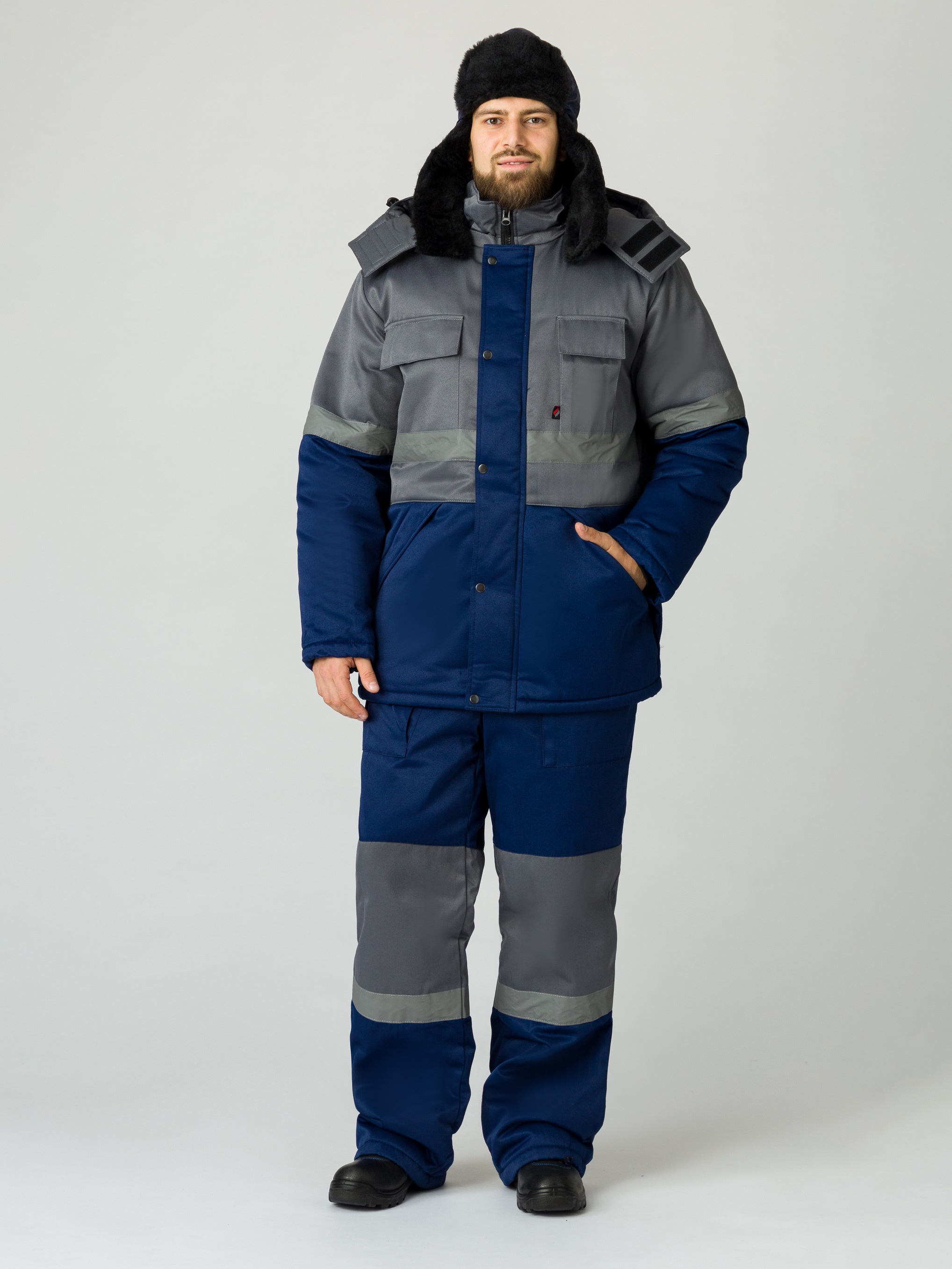 Костюм зимний Нордхард-2 СОП (тк.Смесовая,250) п/к, т.синий/серый