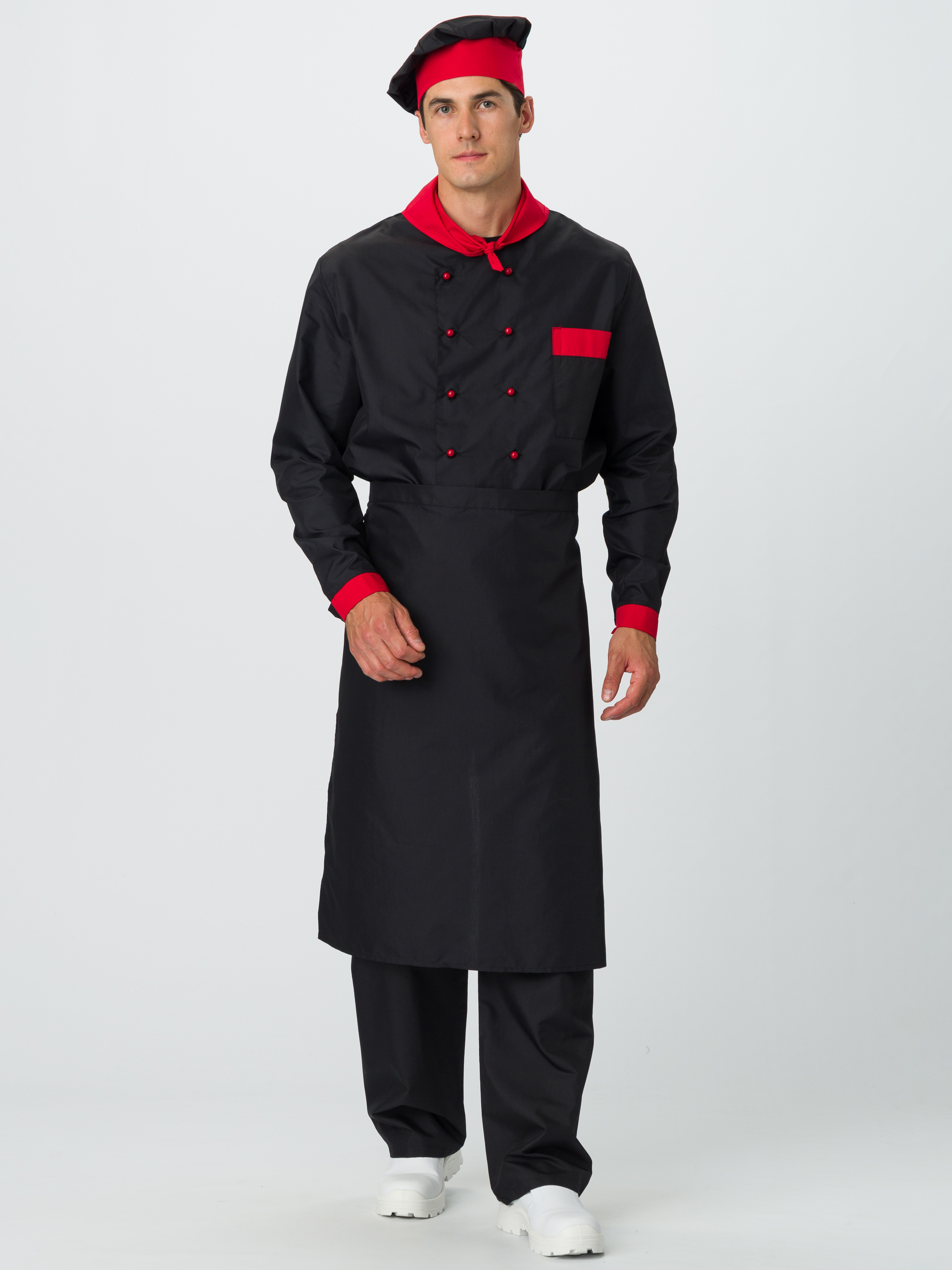 Костюм повара Шефирон (тк.Смесовая,120), черный/красный