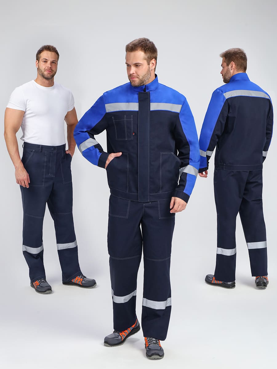 Костюм Бриготек-1 СОП (тк.Смесовая,260) брюки, т.синий/васильковый