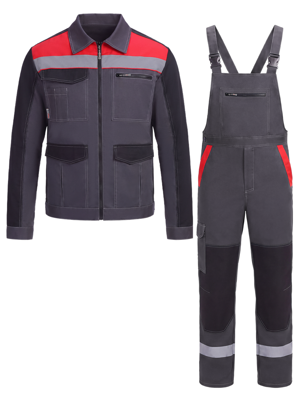 Костюм ProfLineBase-2 (тк.Твил,210) п/к, т.серый/черный/красный